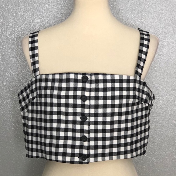 L’Academie Black White Checker Cropped Top XL NWT Coastal Cowgirl - Picture 3 of 11